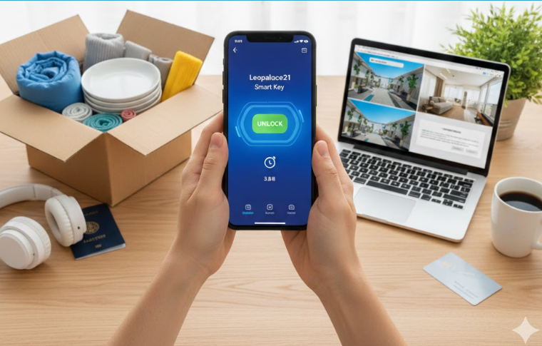 レオパレス21のWEB契約とスマートキー解錠をイメージした、最短3日入居を解説するアイキャッチ画像
